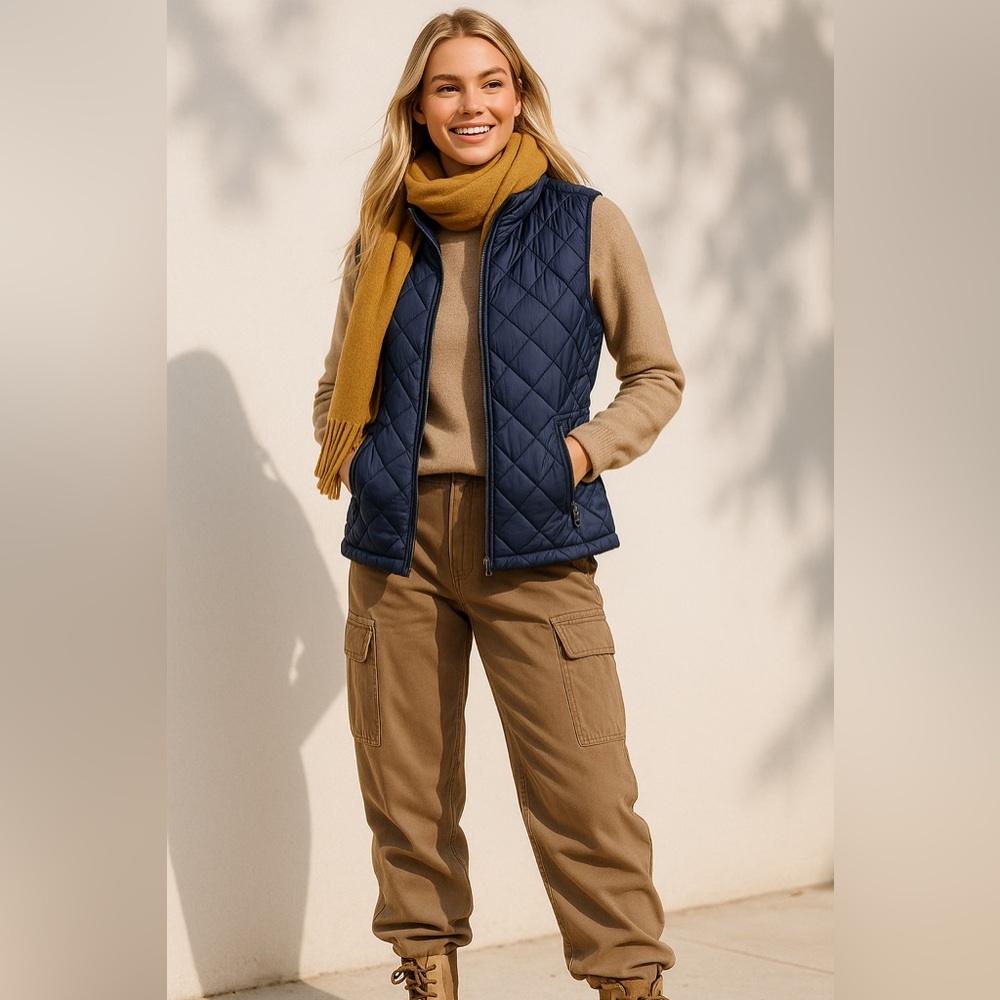Abercrombie & Fitch Navy Quilted Puffer Vest | Classic A&F Vest - Picture 4 of 11